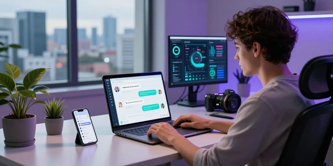 Engaging Kobold AI chatbot interaction in a modern tech workspace