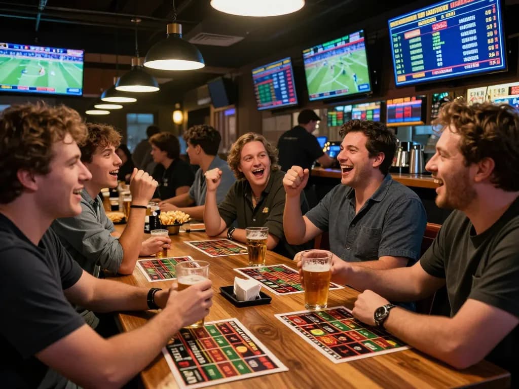 Engaging sports betting scene at Jilipinas with friends placing bets and enjoying games.
