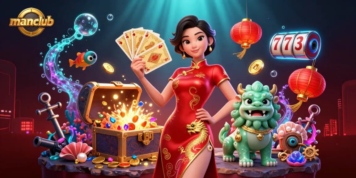 Experience the thrill of manclub with exciting slot reels and vibrant gaming elements.
