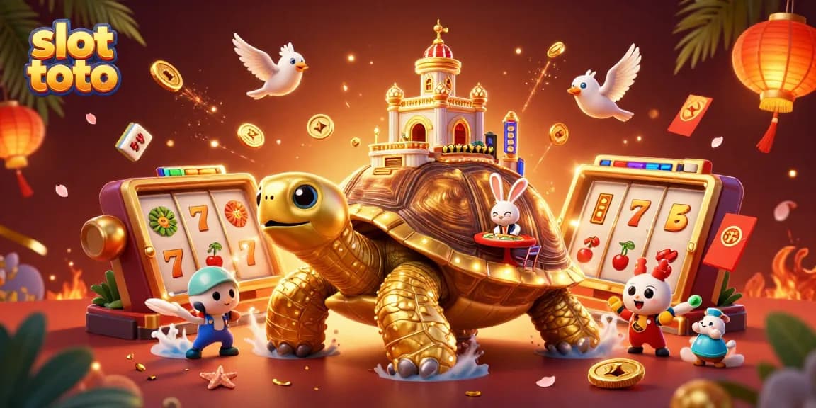 Play vibrant slot toto games with a golden tortoise casino and lucky rabbit dealer.