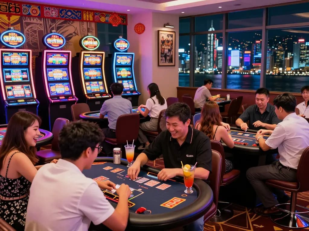 Experience the thrill of casino hong kong with lively gaming, neon lights, and excitement.