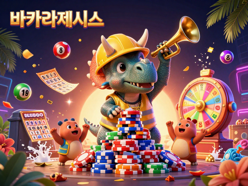 바카라사이트에서 카드 게임을 즐기는 장면을 연출한 화려한 일러스트