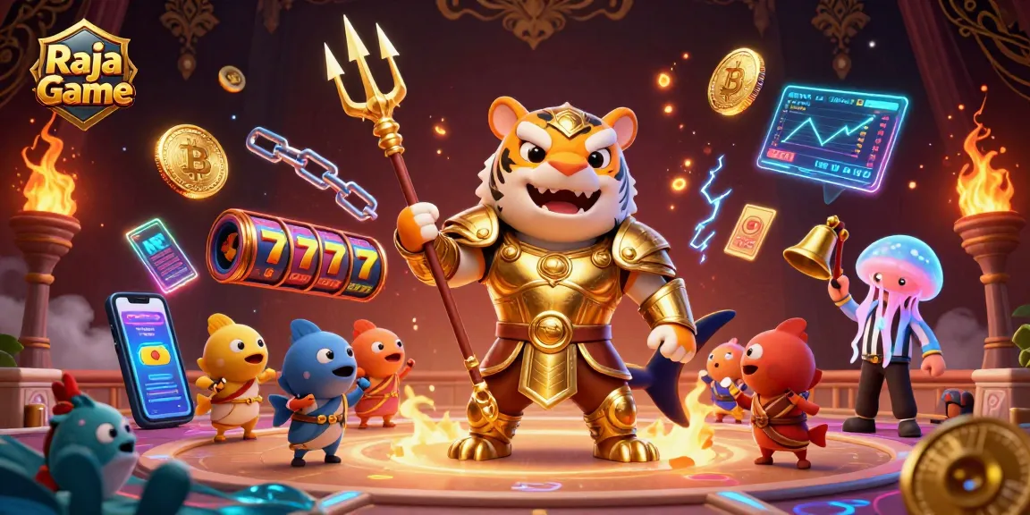 Engage with Raja Game's vibrant underwater casino world featuring dynamic characters and slots.