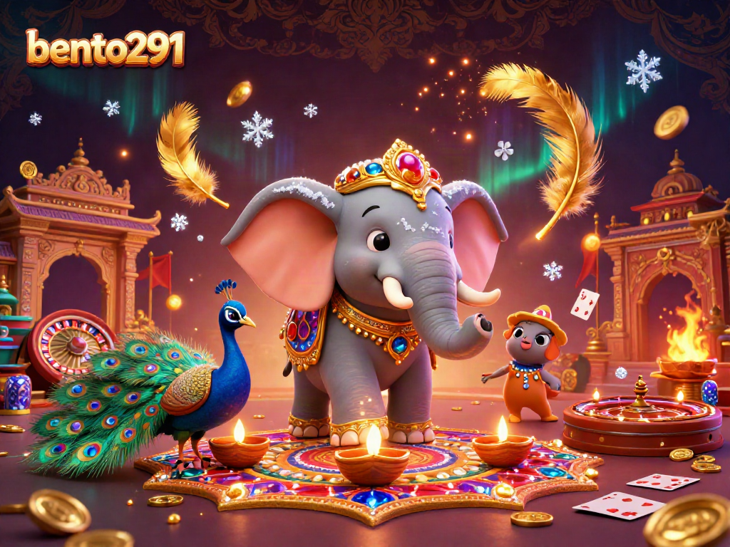 Engage with bento291's vibrant casino scene featuring a Diwali elephant and enchanting game elements.
