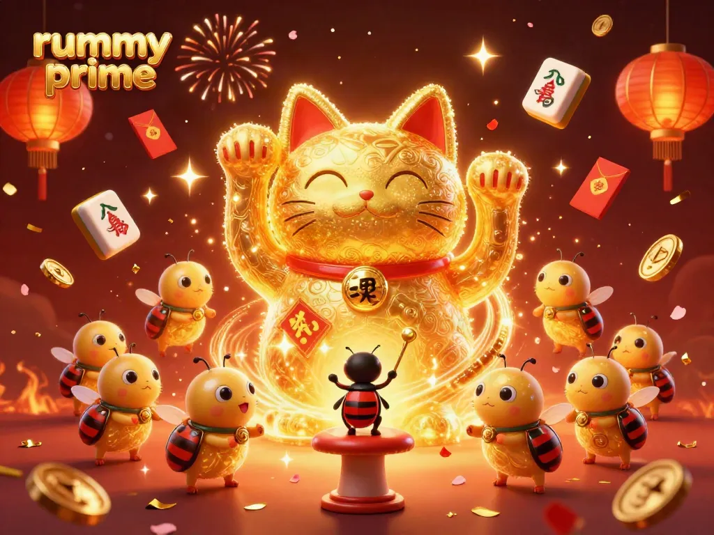 Experience the vibrant rummy prime gameplay with animated characters and festive casino elements.