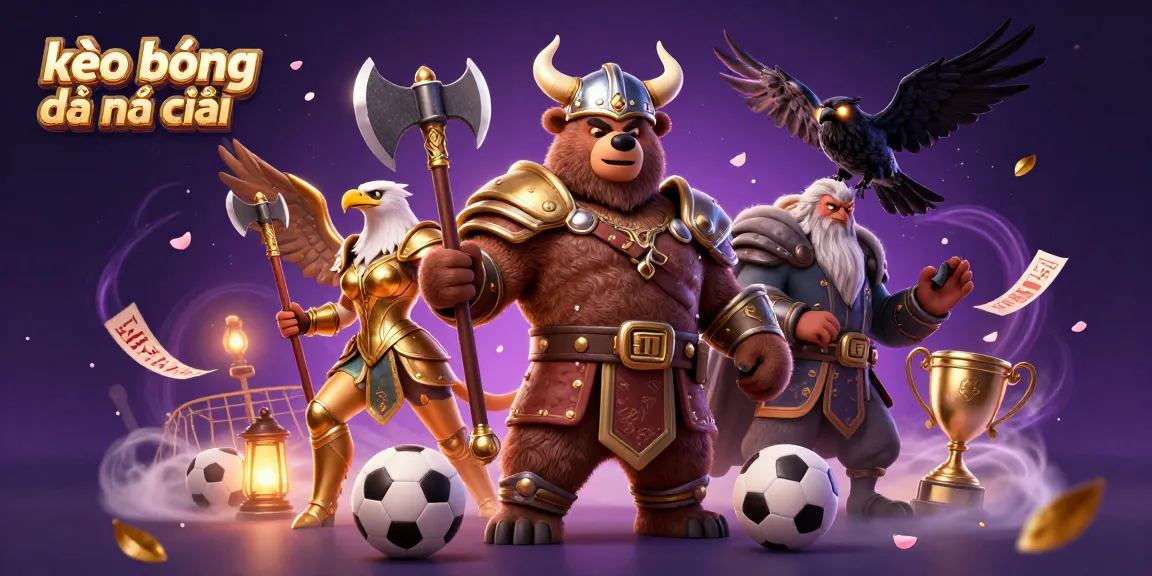 Engage with kèo bóng đá nhà cái in a vibrant 3D illustrated scene filled with sports betting elements.