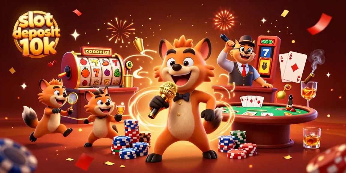 Join the fun at slot deposit 10k with lively hyenas in a comedy casino scene.