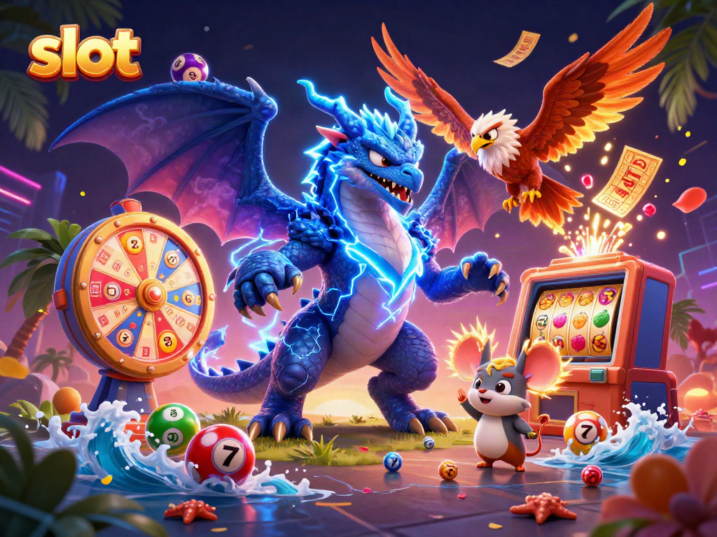 Engaging slot adventure with a thunder dragon, wind hawk, and lottery elements.
