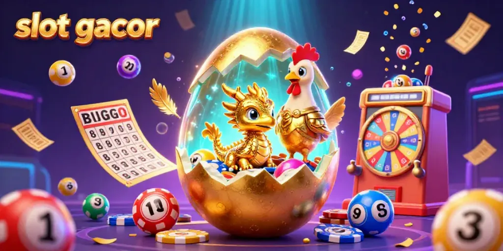 Engage with slot gacor through a dynamic 3D scene featuring a golden dragon and casino elements.