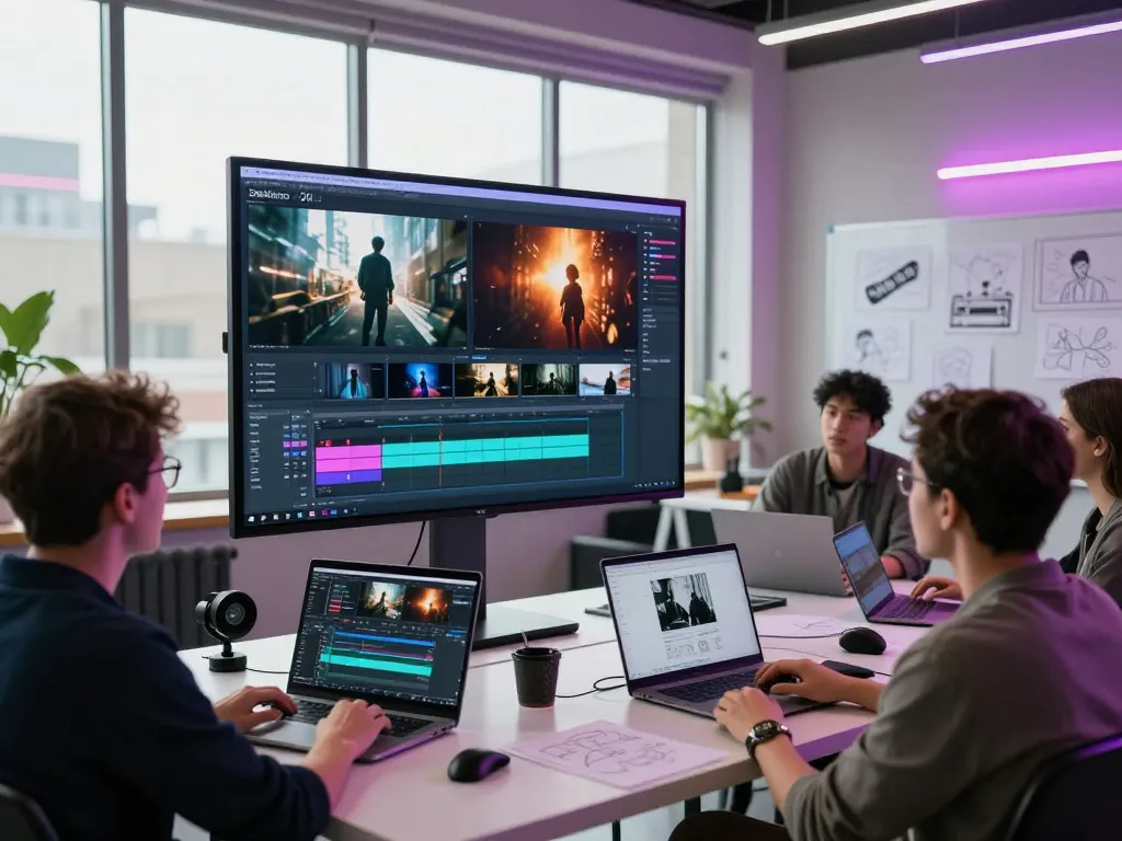 Creators using seedance 2.0 to generate dynamic videos in a modern studio