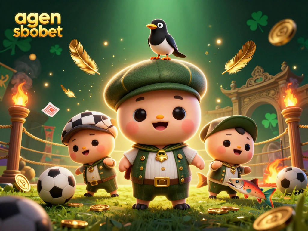 Bet sports with agen sbobet while enjoying a dynamic scene of 3D cartoon characters celebrating.