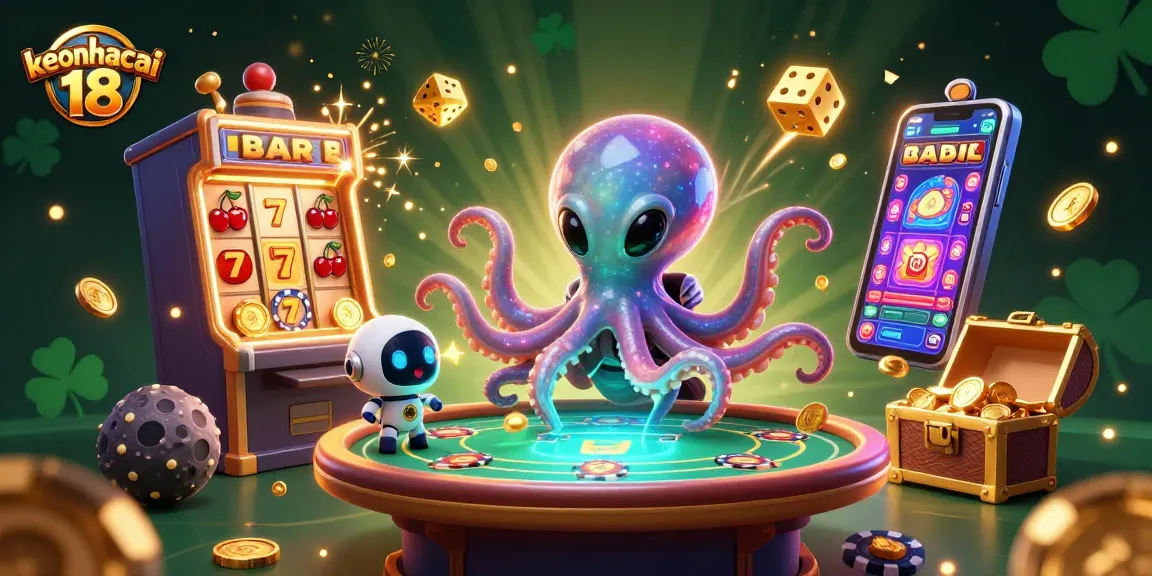 Engage with keonhacai 18 playing an epic poker match in a vibrant cosmic casino battle.