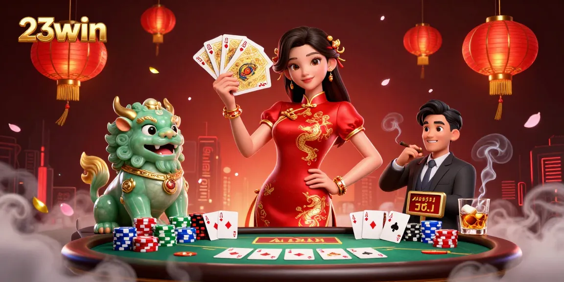 Experience the excitement of 23win online gambling with vibrant visuals and dynamic casino elements.