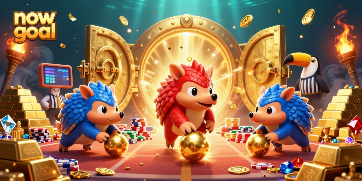 Now goal pangolins score big in a vibrant casino scene, showcasing rivalry and treasure.