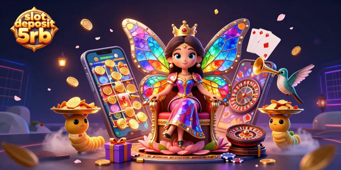 Experience big wins with slot deposit 5rb in this vibrant 3D casino scene filled with interactive gaming elements.