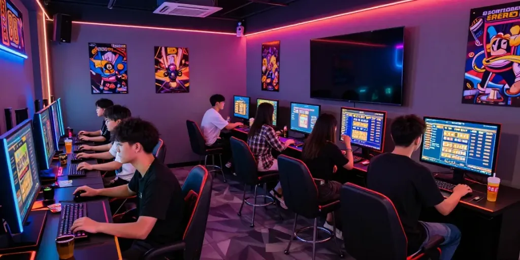 Pengalaman bermain slot88 di lounge permainan modern dengan suasana ceria.