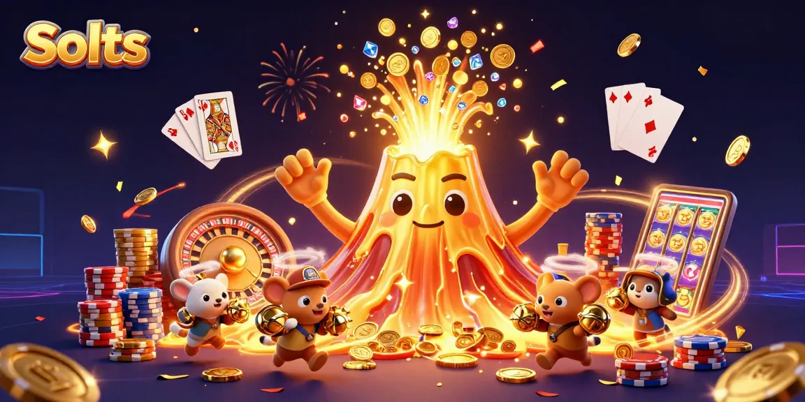 Spin the reels in vibrant Slots scene with golden coins cascading in a huge jackpot eruption.