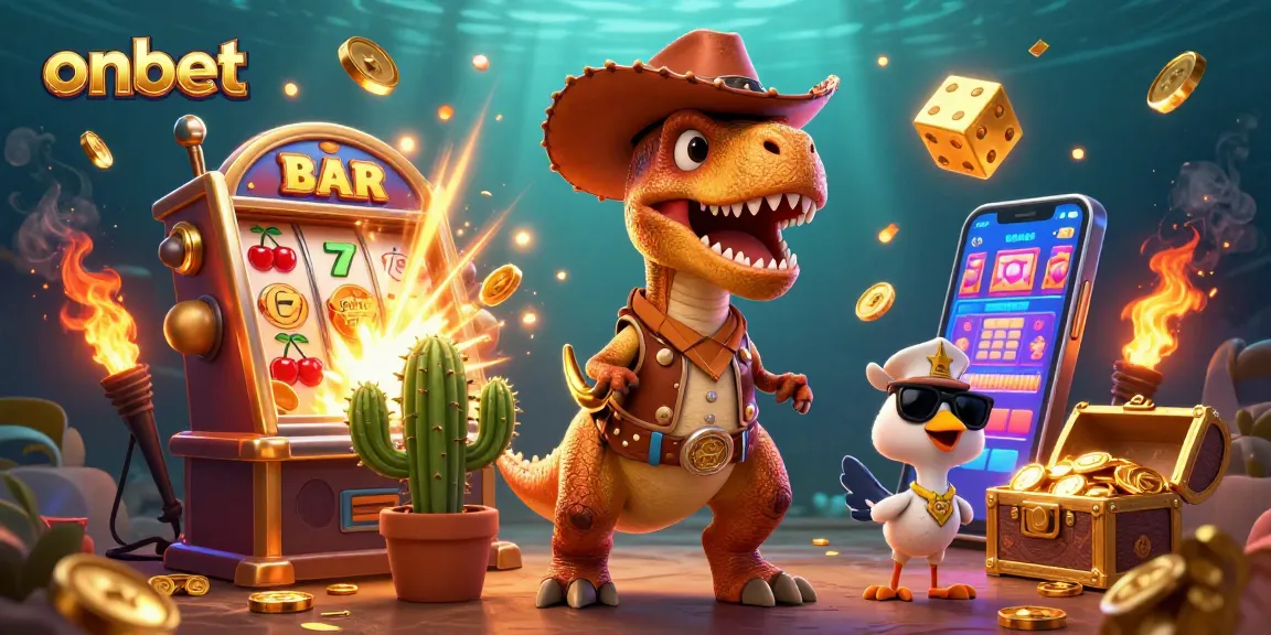 Win big at onbet with thrilling 3D slots and jackpot excitement in a vibrant casino scene.