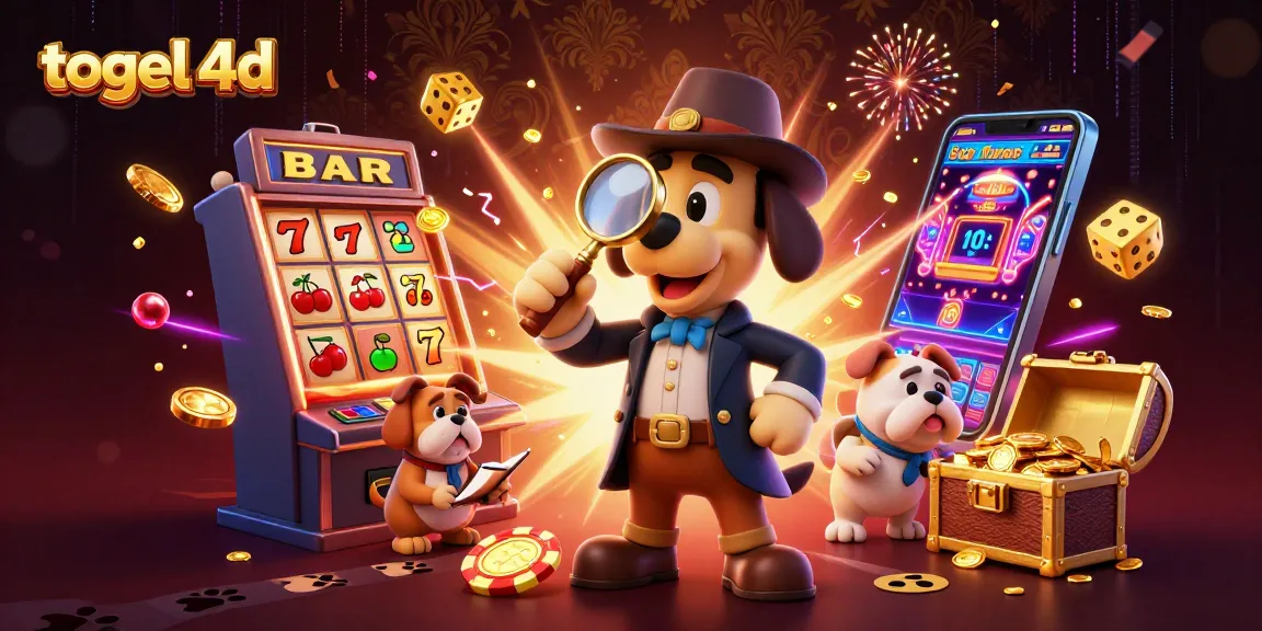 Win big with togel 4d as a bloodhound detective hunts for jackpot clues in this vibrant illustration.