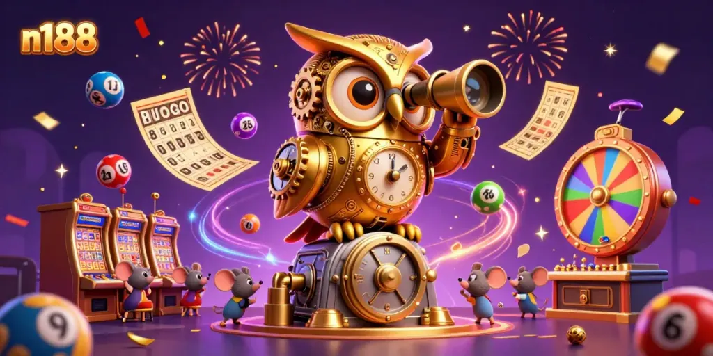 Experience thrilling gameplay at n188 with vibrant casino elements and characters in a dynamic 3D scene.
