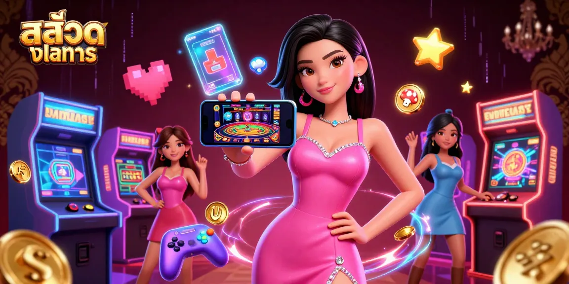 Engage with สล็อตทดลอง in a vibrant 3D casino scene filled with dynamic gaming elements and an engaging atmosphere.