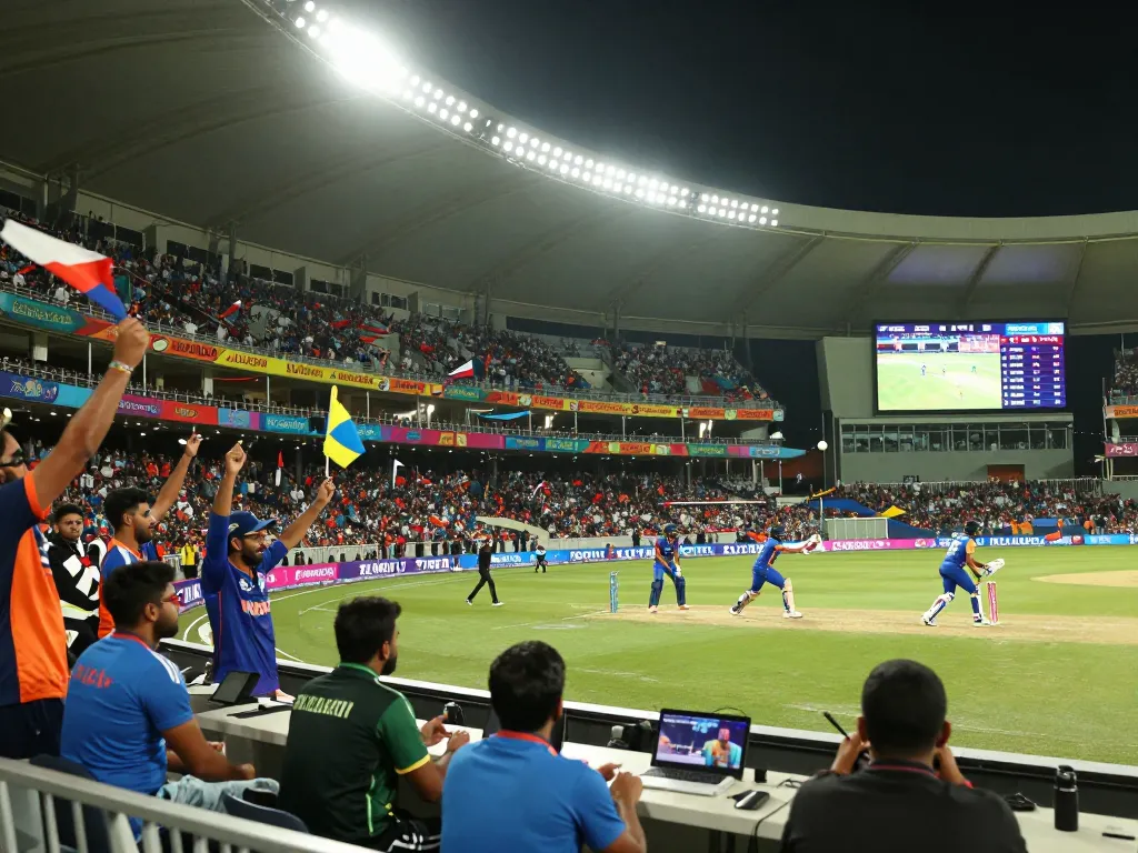 Exciting cricket match scene showcasing live scores and fans cheering for cricket exchange live score.