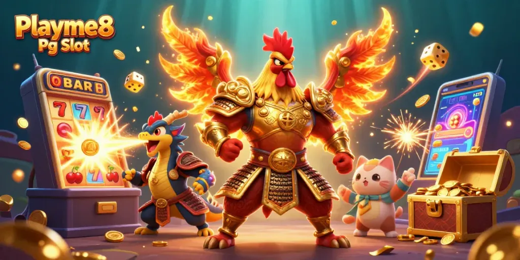 เล่น Playme8 Pg Slot กับนักรบไก่สุดยอดในภาพ 3D