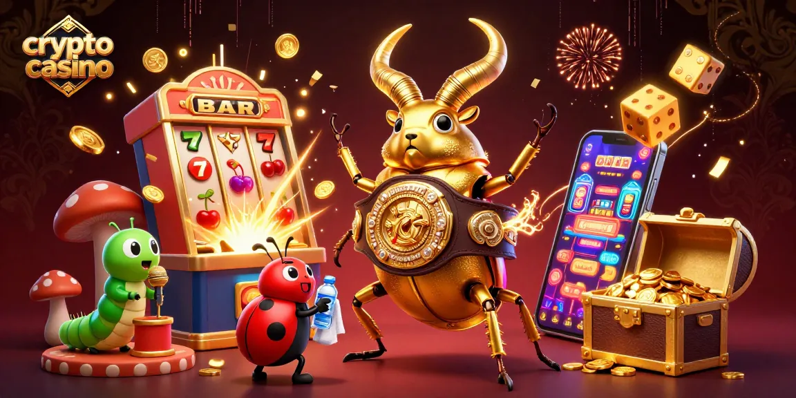 Experience the excitement of a crypto casino with a vibrant illustration featuring cartoon characters and dramatic elements.