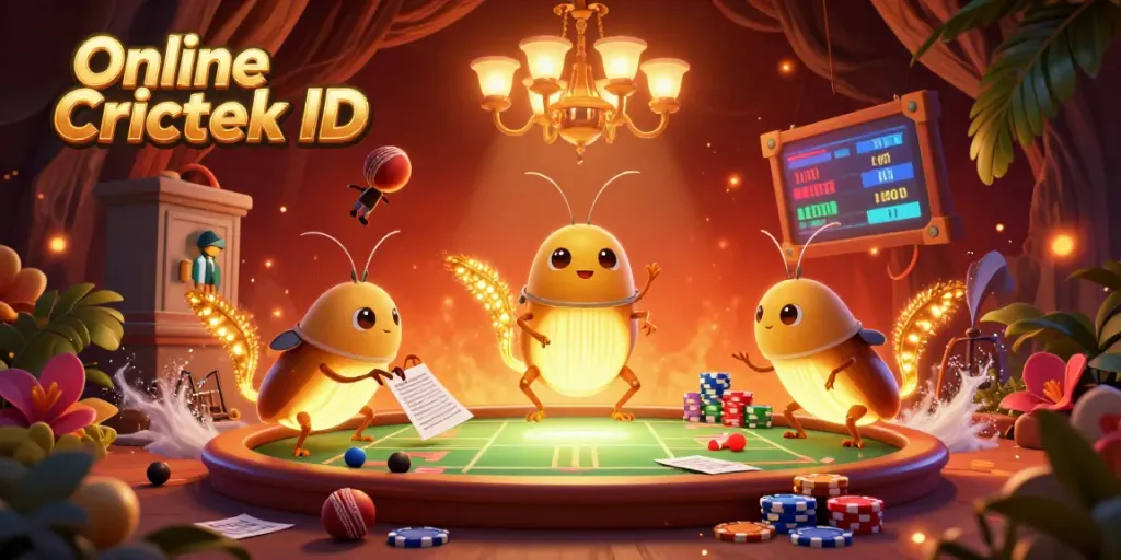 Wager confidently with an Online Cricket ID as vibrant glowworms illuminate a cricket betting cave, enhancing excitement.
