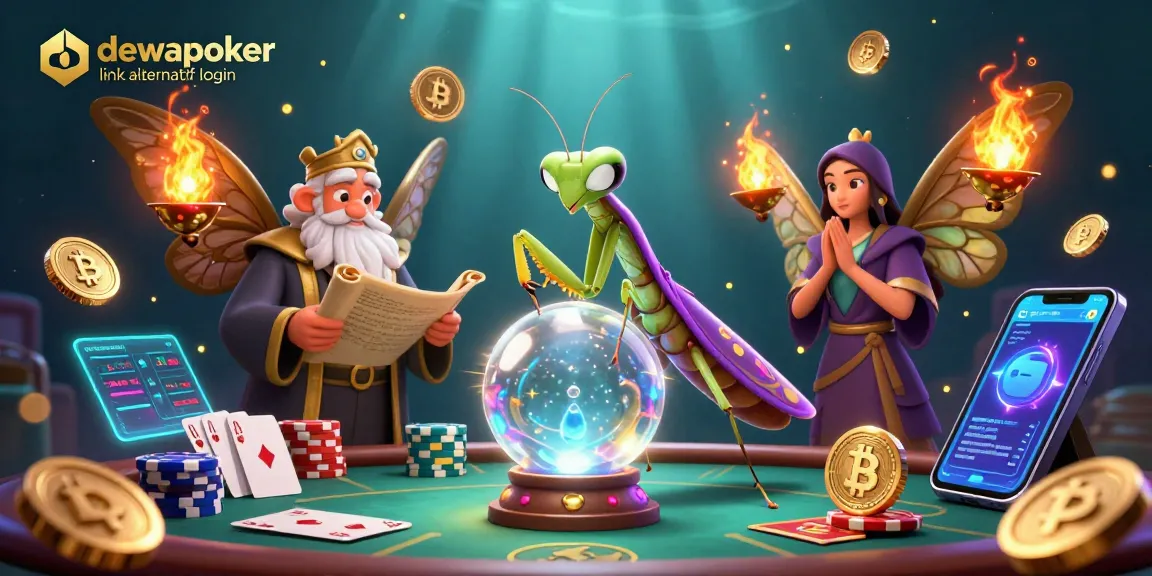 Engage with dewapoker link alternatif login in a vibrant casino scene filled with lively poker elements.