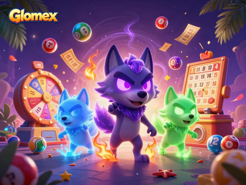 Engage with Glomex-inspired lottery excitement featuring vibrant games and energetic animations.