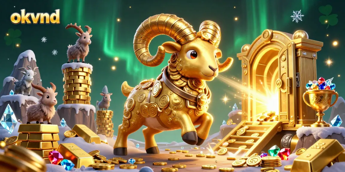 Win big with okvnd at the vibrant casino, featuring golden treasures and dynamic gaming elements.