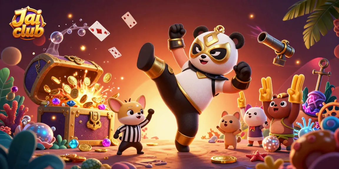 Engage in thrilling gameplay at Jai club with a unique 3D illustration showcasing a panda wrestler in action.