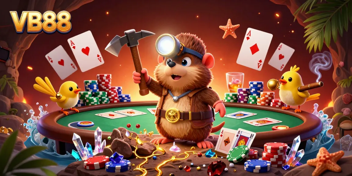 Engage with VB88 as a treasure hunter mole uncovers hidden gems amidst vibrant casino action.