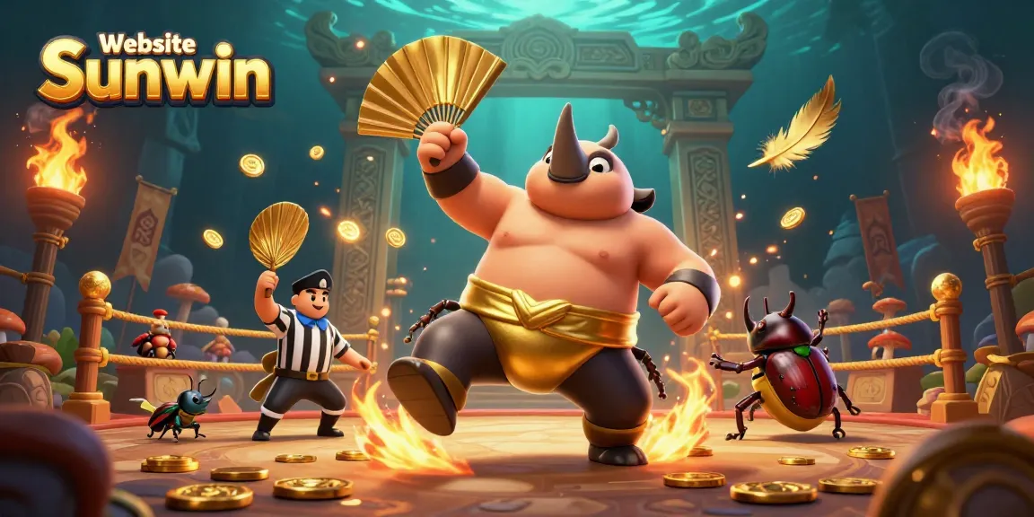 Experience thrilling gameplay on Website Sunwin with a majestic illustration of a giant beetle champion and betting action!