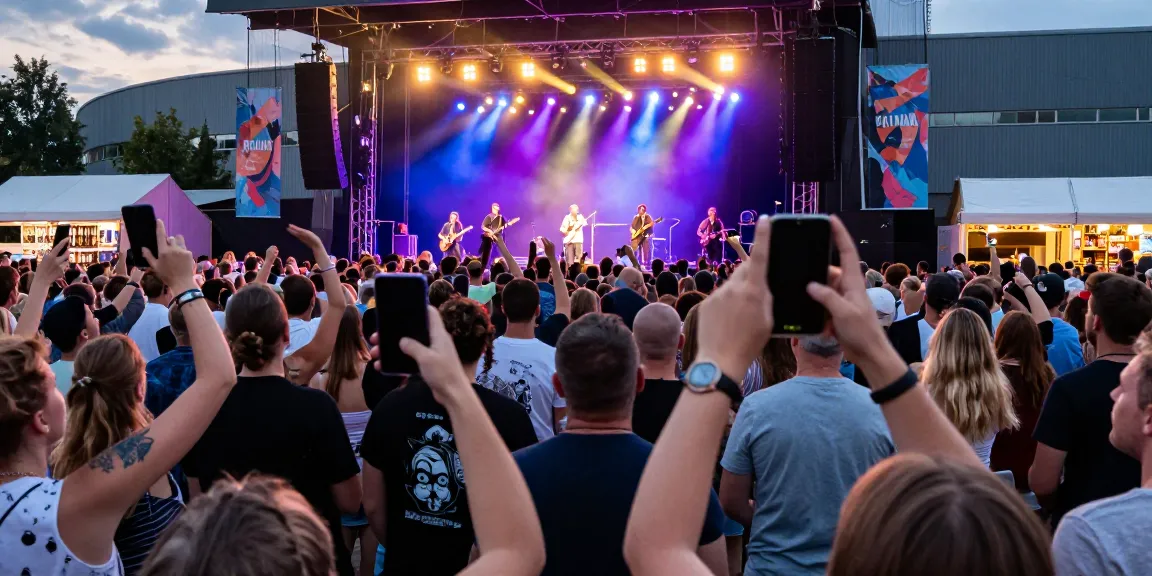 Kur pramogauti.lt concert-goers enjoying a live music performance at a vibrant arena in Lithuania.