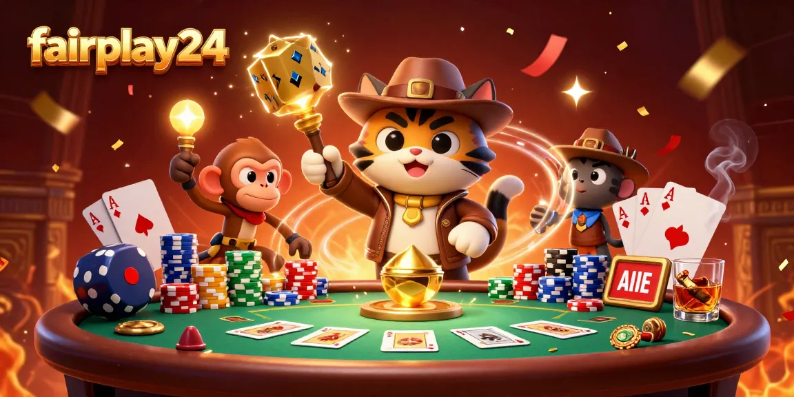 Experience the excitement of fairplay24 with a 3D illustrator showcasing a cat archaeologist and casino adventure.