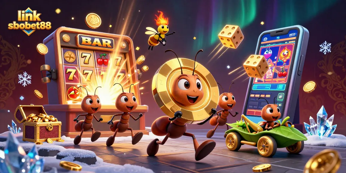 Experience the excitement of sports betting with link sbobet88, featuring vibrant animated characters and casino elements.