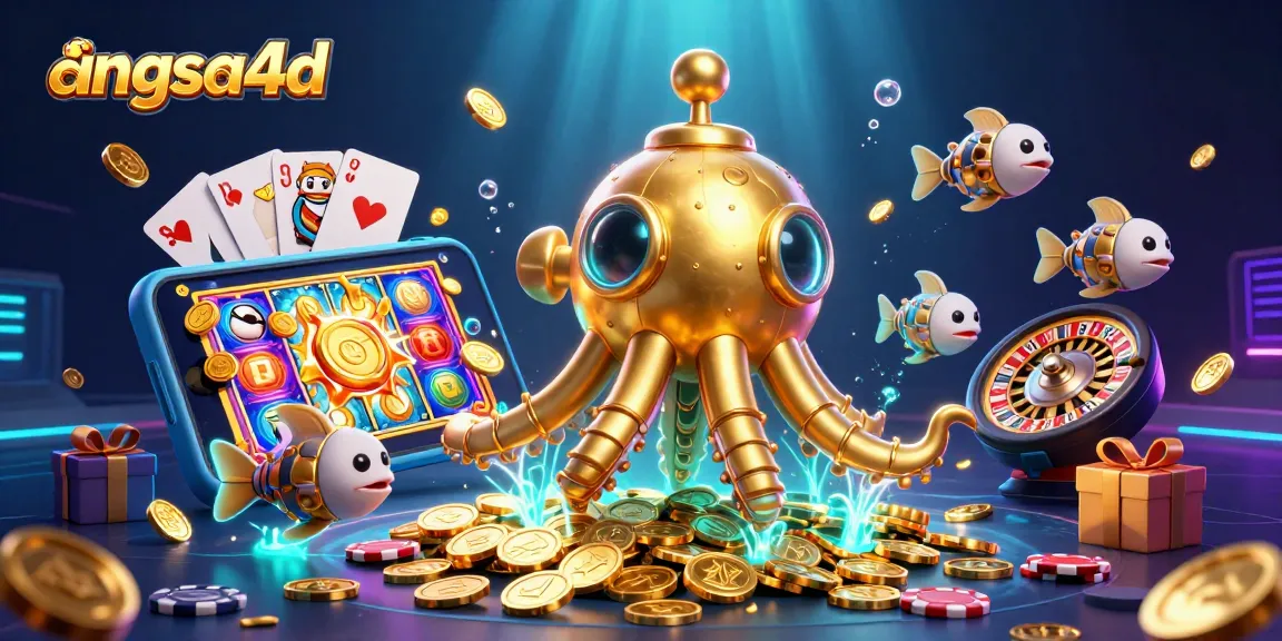 Win big with ANGSA4D as the golden kraken submarine reveals casino treasures and slot reels!
