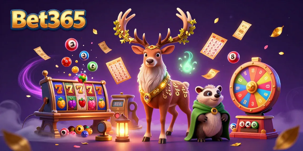 Engage with Bet365's vibrant slots adventure in an ultra-detailed 3D illustration featuring mystical characters.
