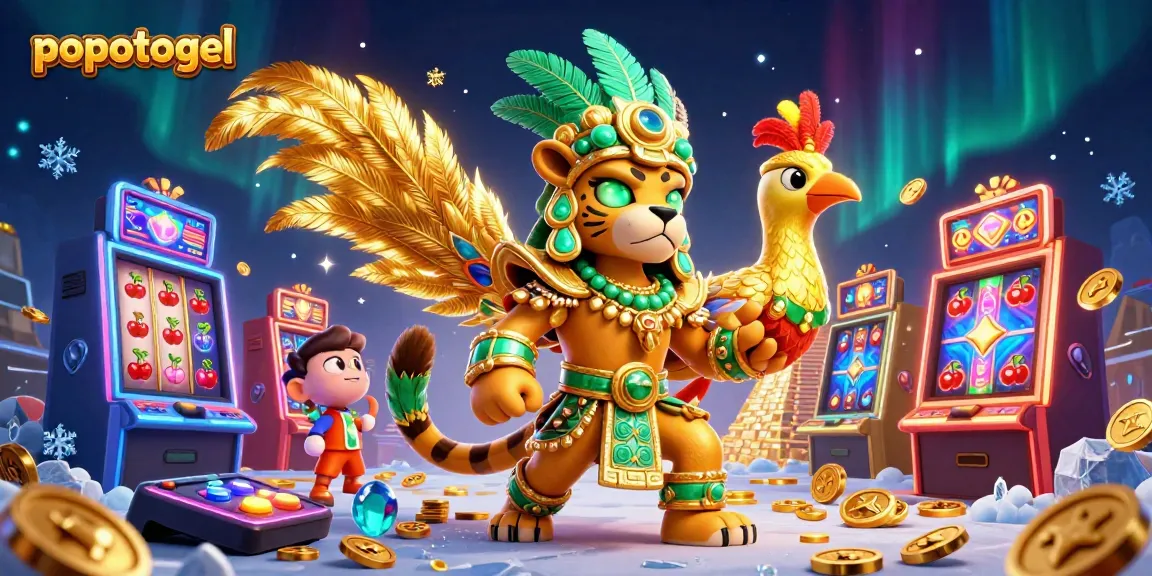 Experience the thrill of popotogel with a vibrant 3D illustration of a Mayan-themed casino.