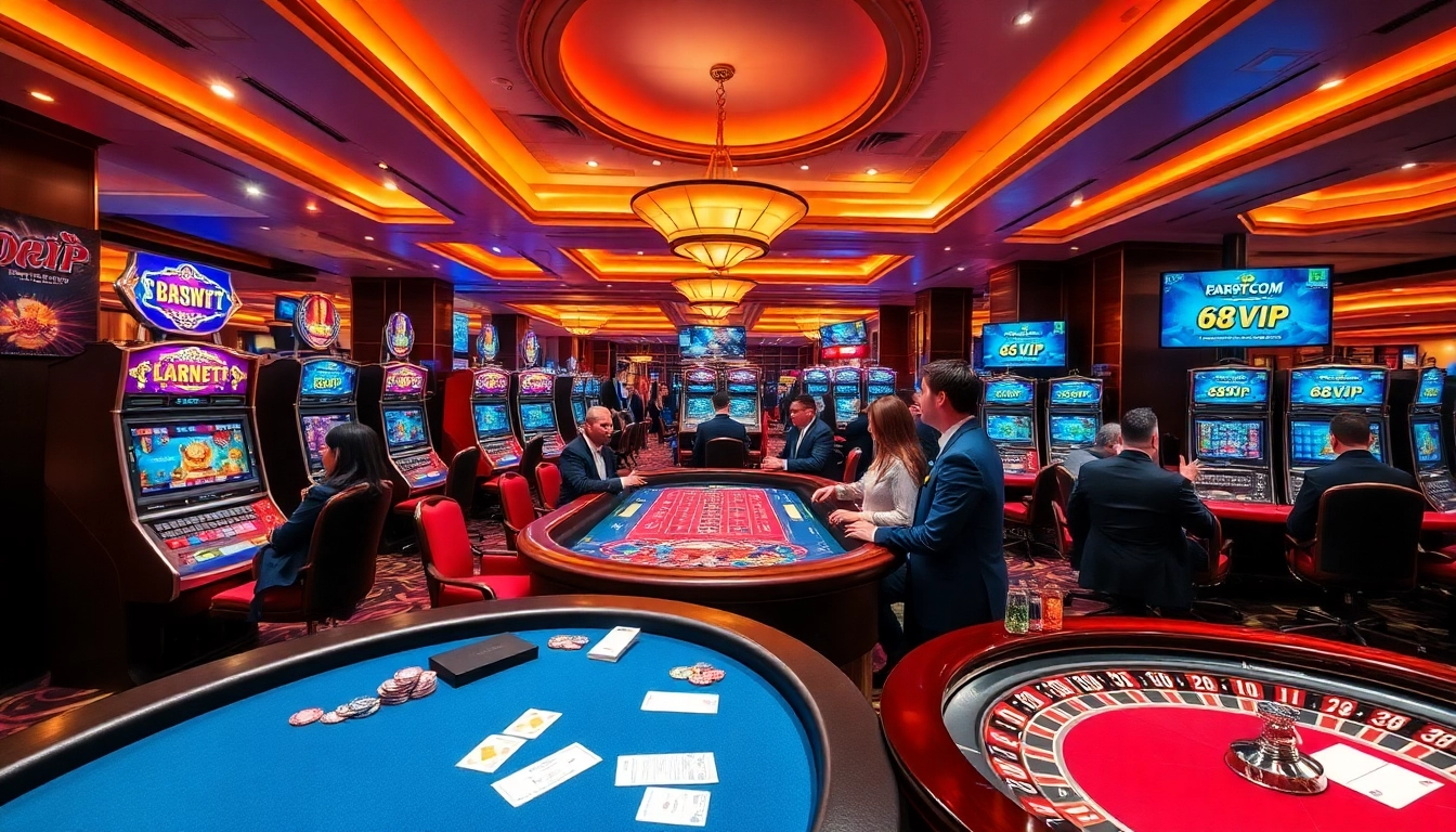 Experience exhilarating gameplay at 68VIP.COM with vibrant slot machines and poker tables.