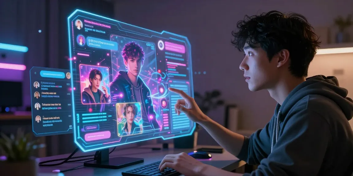 Engaging interaction with AI chat NSFW characters in a futuristic digital environment.