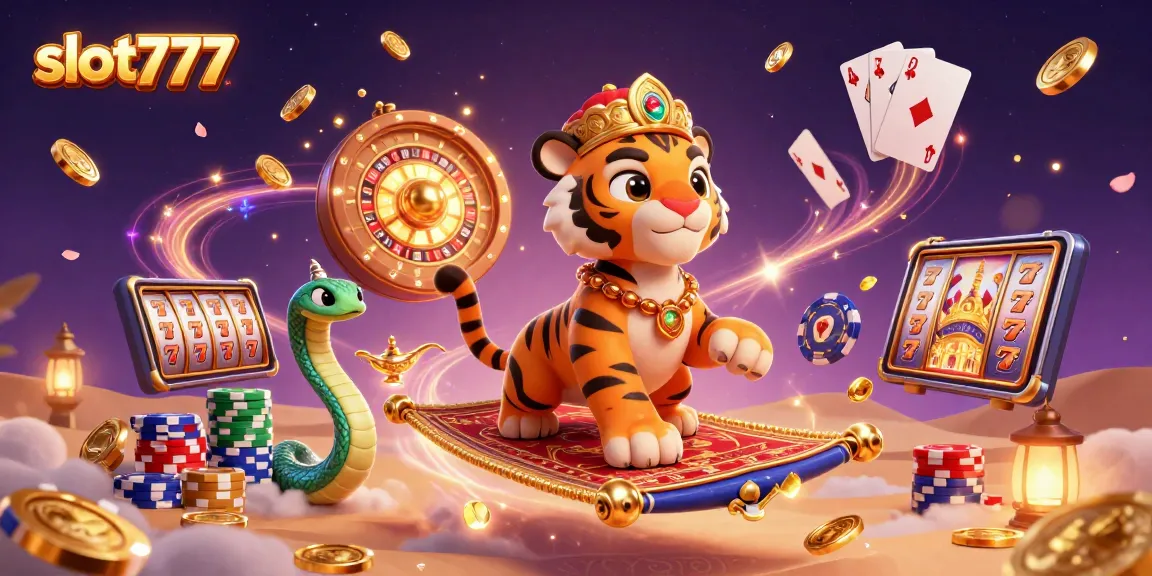 Win big with thrilling slot777 reels amidst an enchanting casino scene filled with treasures.