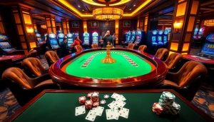X88 casino experience showcasing roulette, poker chips, and flashing slot machines in a vibrant atmosphere.
