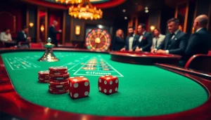 Players strategizing at the poker table in an exciting OKFUN casino scene, highlighting thrill and luxury.