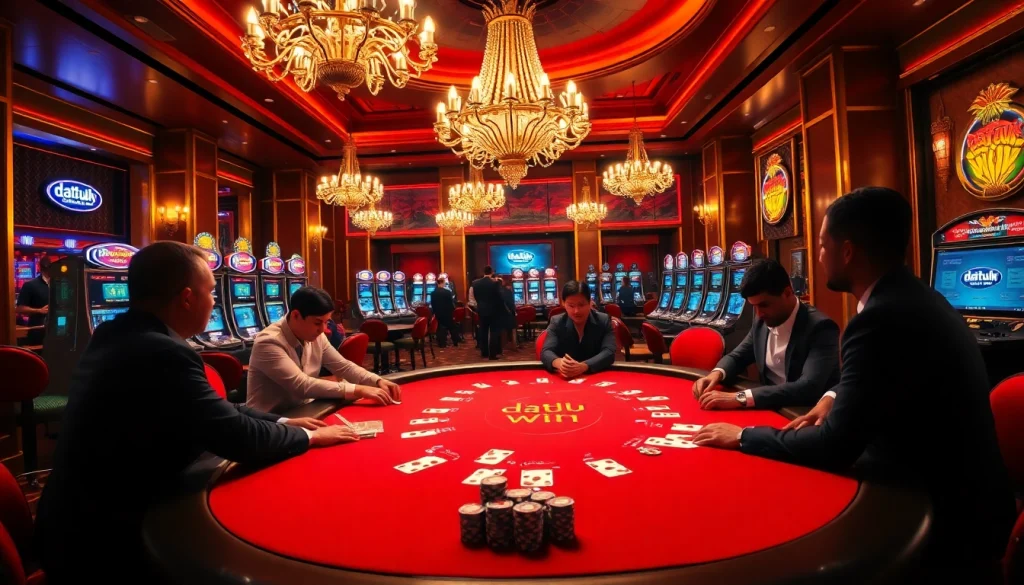 Rasakan sensasi Datuk Win di meja kasino mewah yang dipenuhi penjudi antusias dan permainan yang hidup.