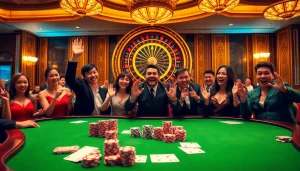 Experience the excitement of gambling at bro138 with vibrant poker tables and roulette wheels.