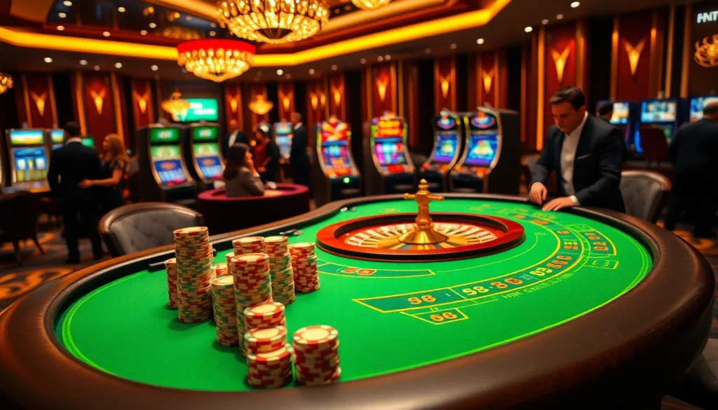 Engaging scene of gamblers enjoying high-stakes games at 68VIP Casino.